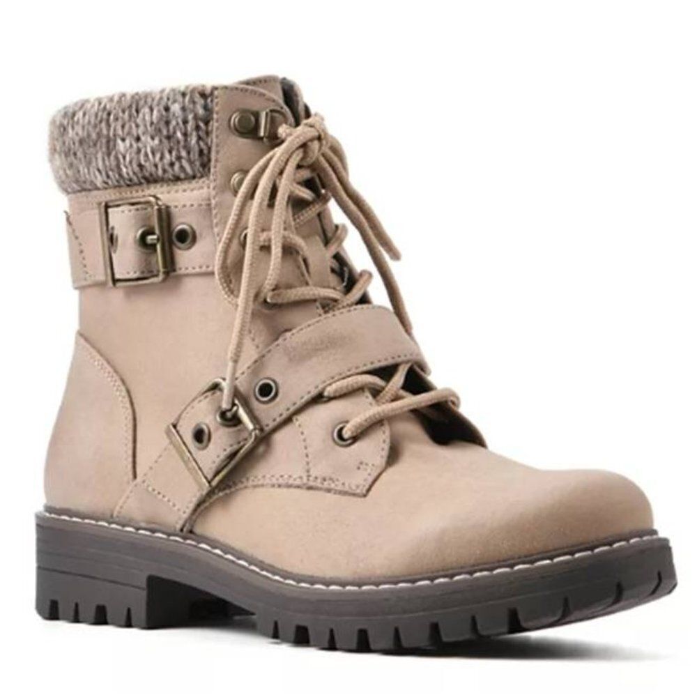 Cliffs Women's Sweater Combat Boots Ankle Trim Moto Style Size10 $89